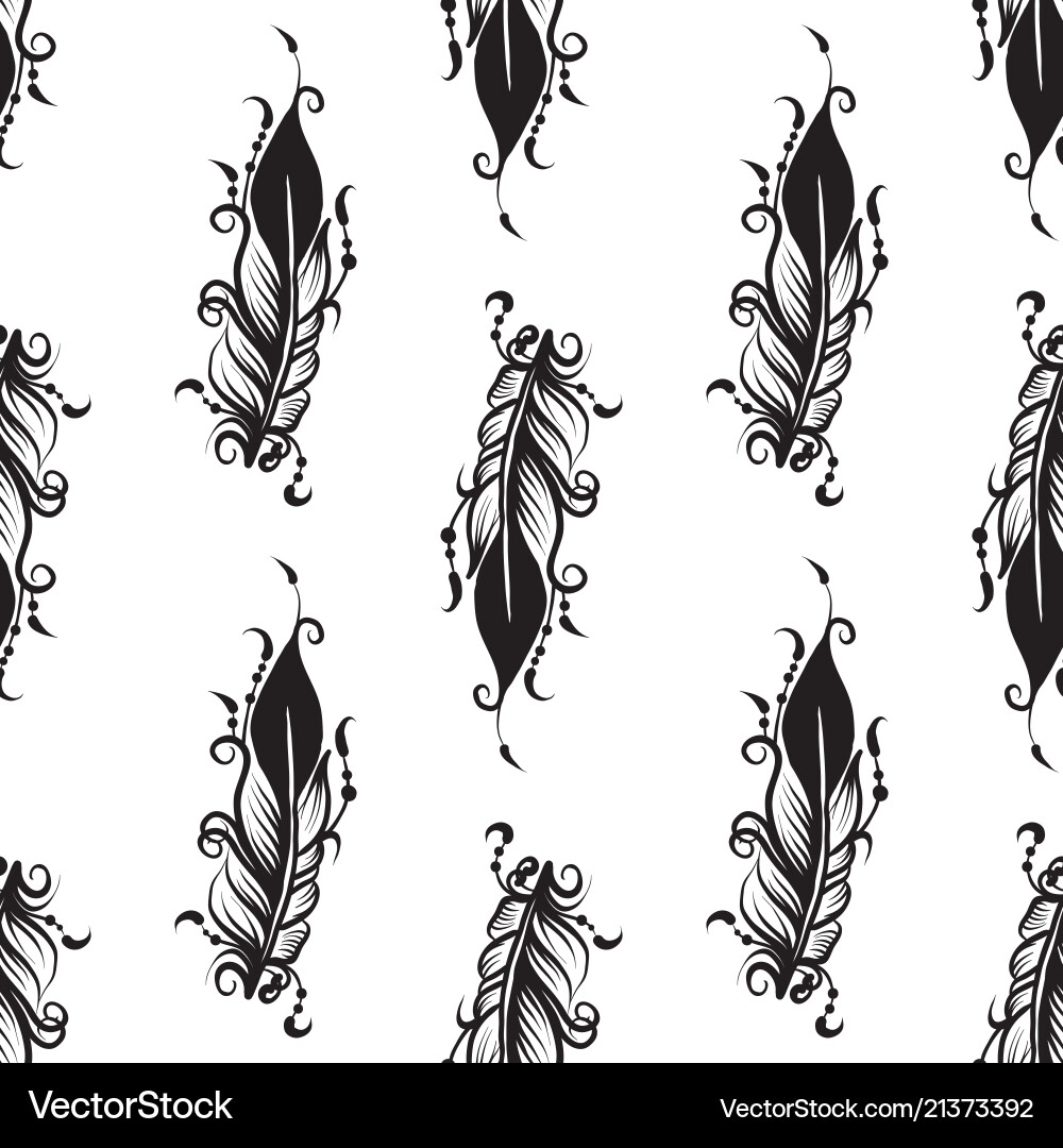 Seamless pattern with drawing of feathers Seamless pattern with drawing of feathers vector image