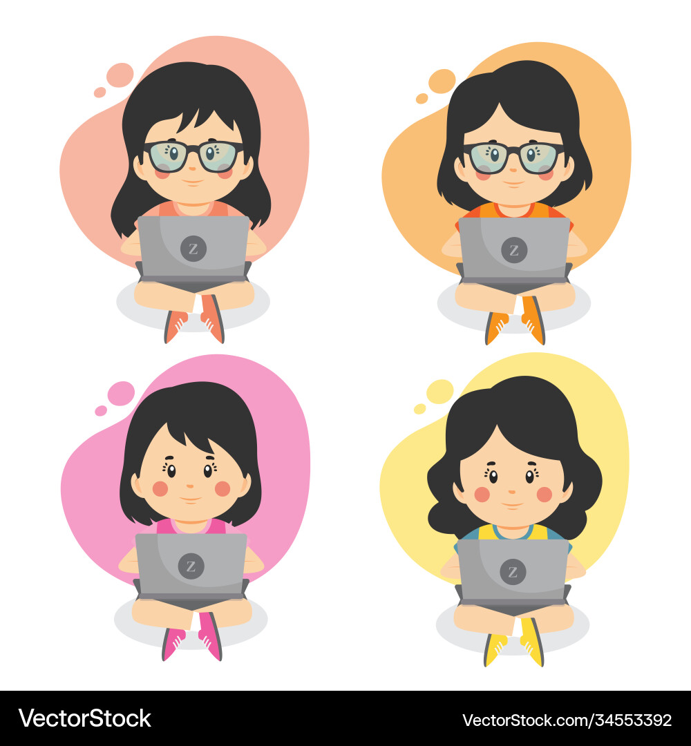 Set children using computers Set children using computers vector image