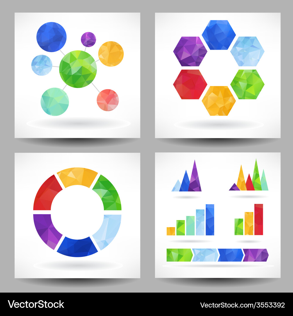 Set of charts with abstract triangles Vector Image