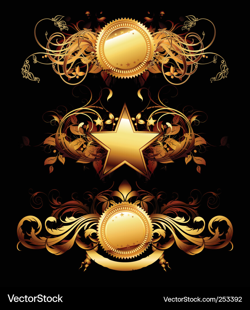 Set of golden frames Vector Image