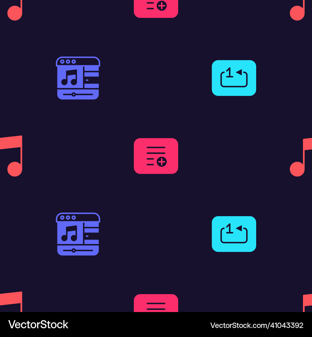 Set repeat track music player add Set repeat track music player add vector image