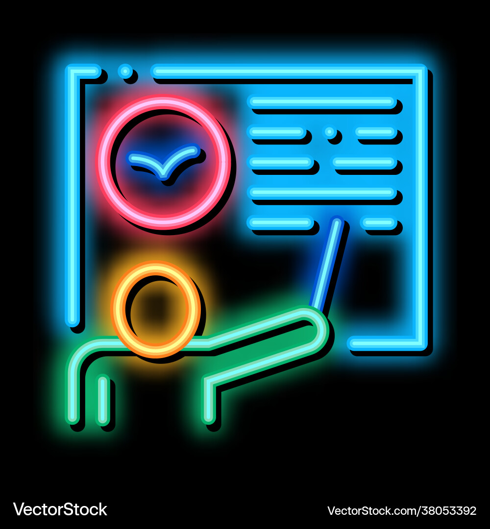 Teacher talking about bird neon glow icon Teacher talking about bird neon glow icon vector image