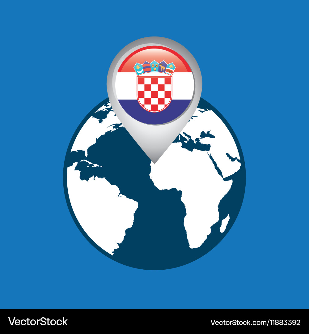 World map with pointer flag vector image