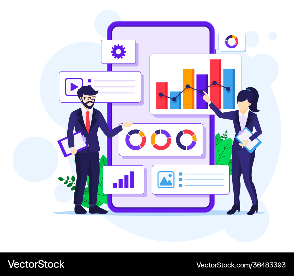 Business data analysis concept people work Business data analysis concept people work vector image