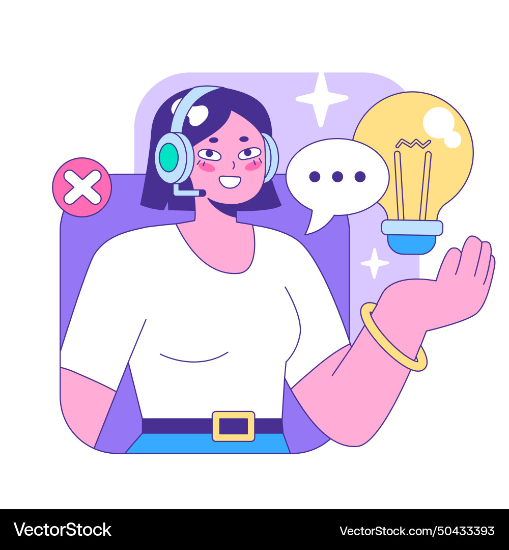 Customer support representative swiftly handles Vector Image