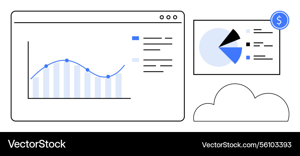 Data analytics dashboard with graphs and charts Data analytics dashboard with graphs and charts vector image