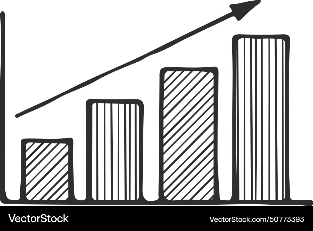 Data chart with growth doodle innovation business Vector Image