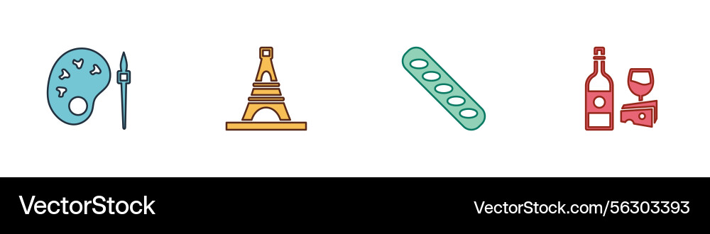 Eiffel Tower with Paint and Bread Vector Image