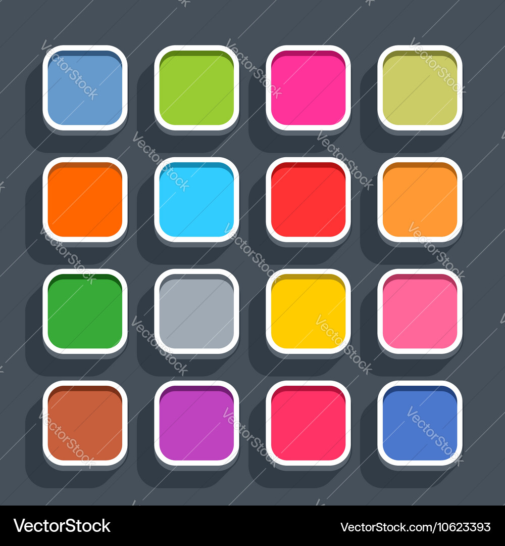 Flat blank web button square icon with shadow vector image