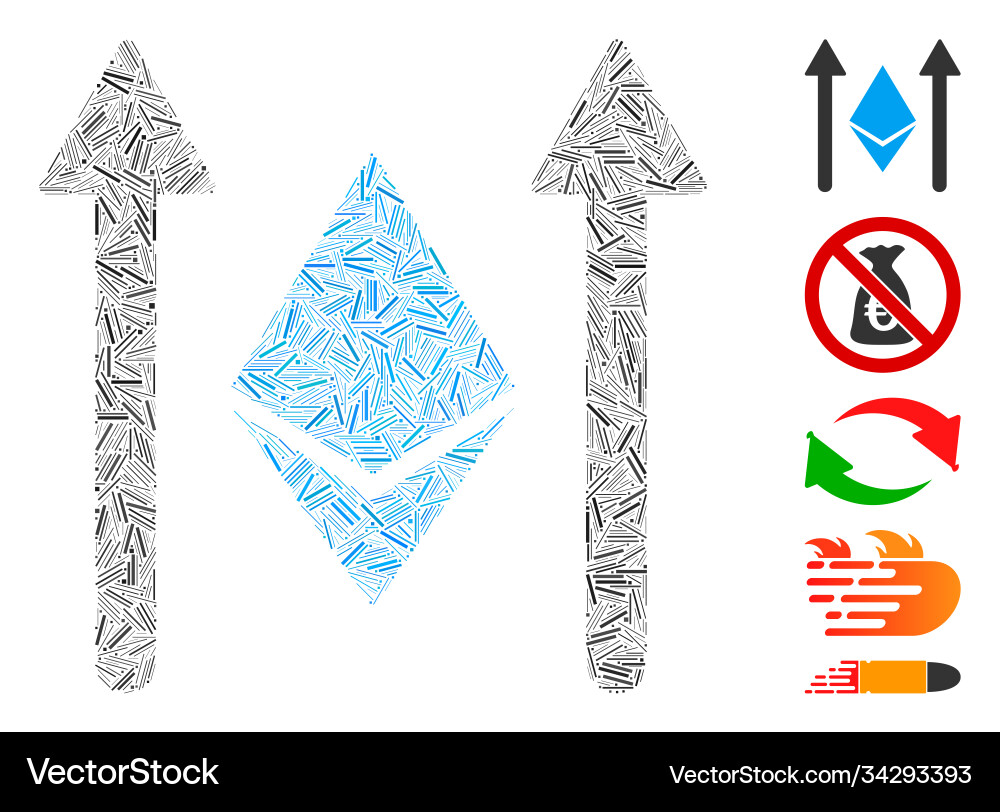 Hatch mosaic ethereum crystal send arrows icon Hatch mosaic ethereum crystal send arrows icon vector image
