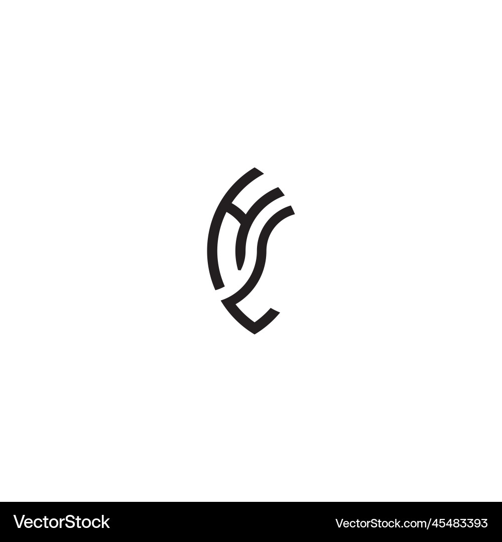 Hl leaf shape line initial concept with high Hl leaf shape line initial concept with high vector image