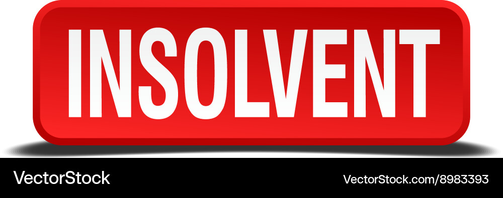 Insolvent red 3d square button on white background vector image