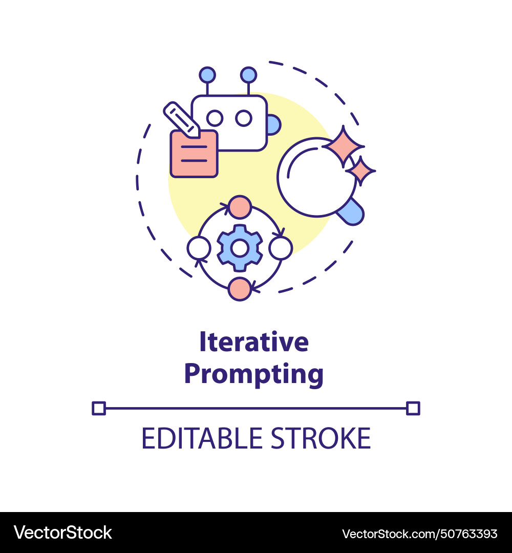 Iterative prompting multi color concept icon Iterative prompting multi color concept icon vector image