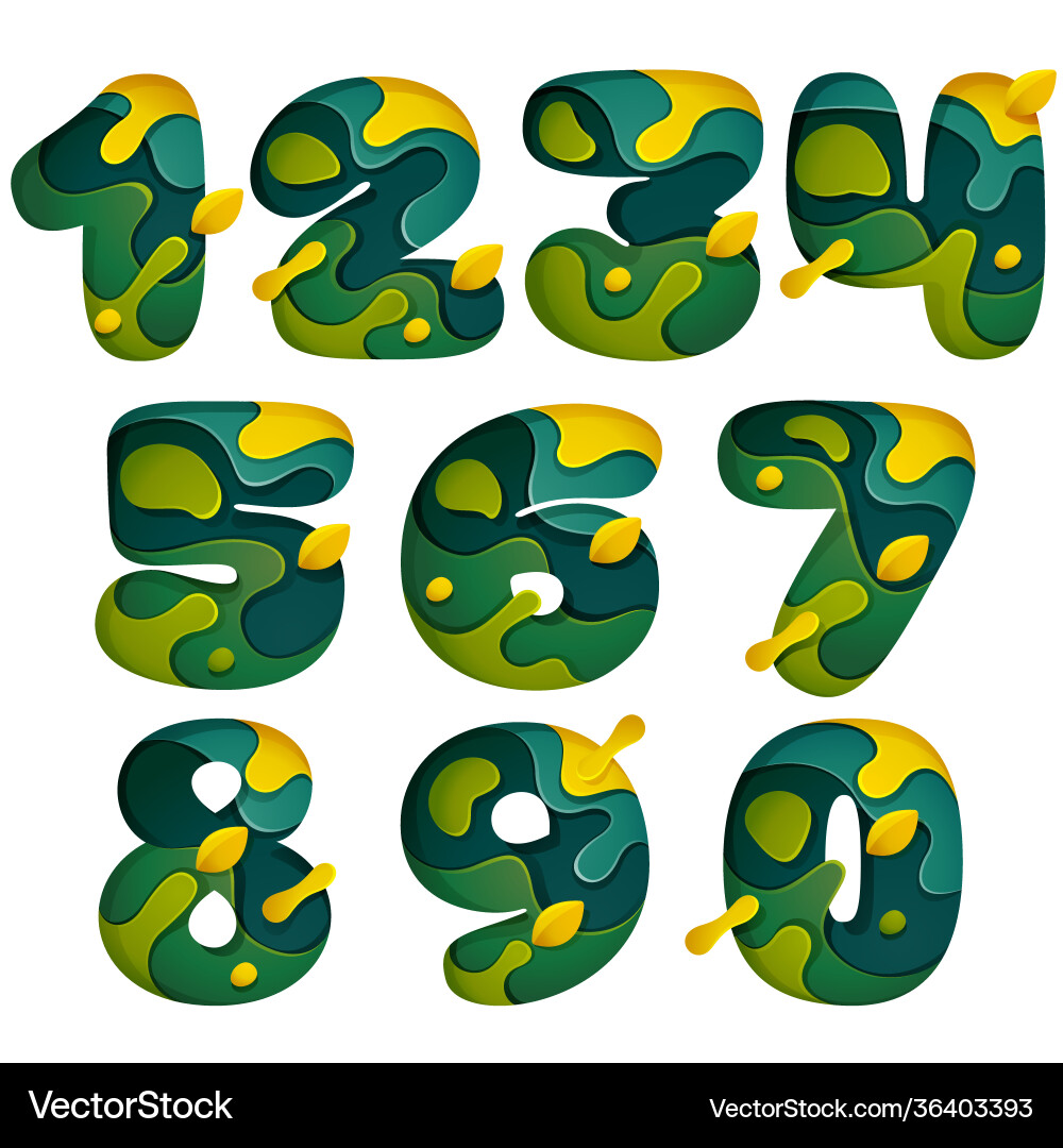 Paper cut number set layer carving style effect Paper cut number set layer carving style effect vector image