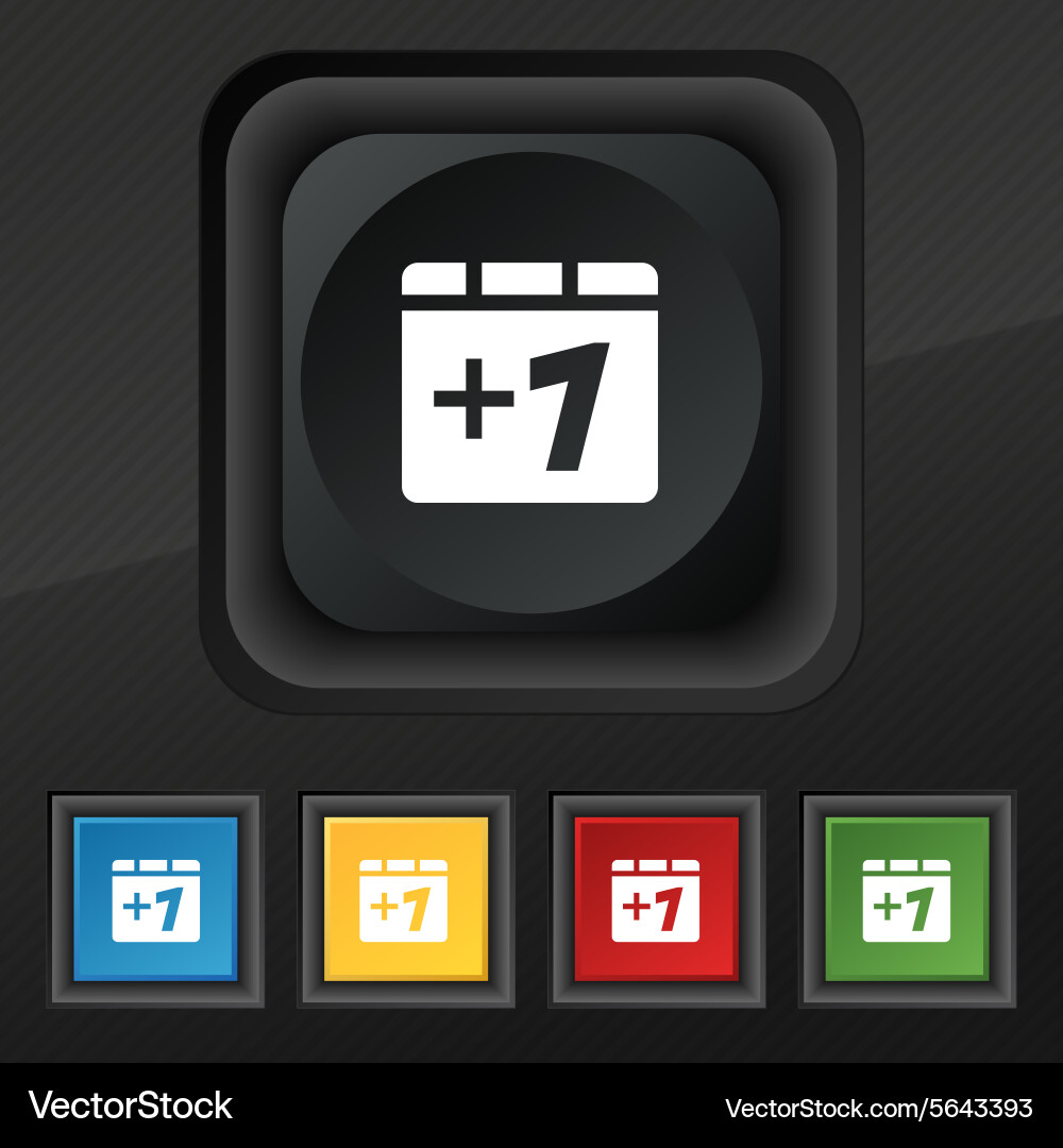 Plus one add icon symbol set of five colorful Vector Image