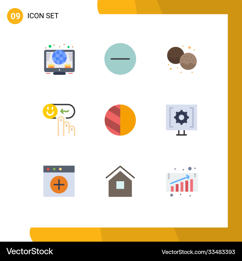 Set 9 flat colors on grid for editing rating Vector Image