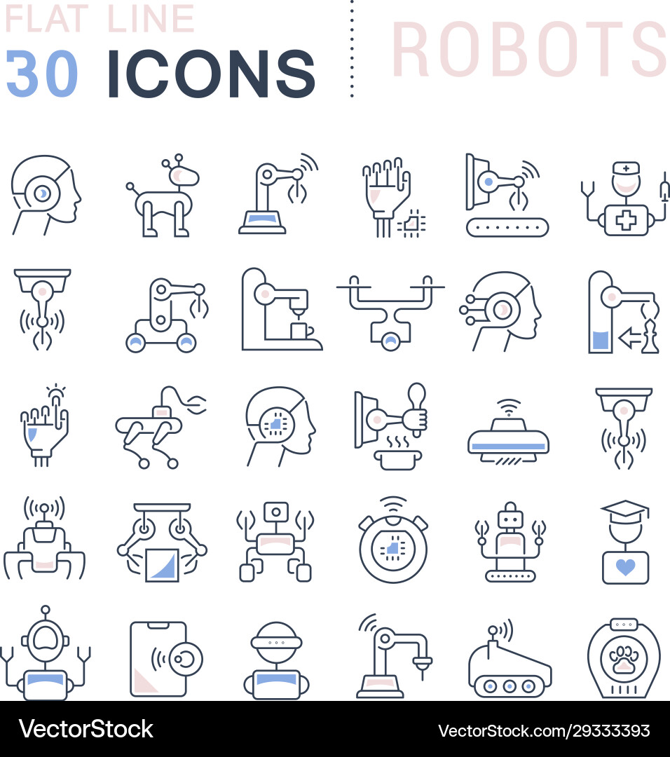 Set line icons robots Vector Image