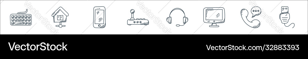 Technology line icons linear set quality Technology line icons linear set quality vector image