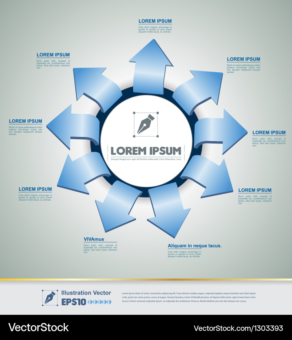 Three Dimensional Arrows on Circular Background vector image