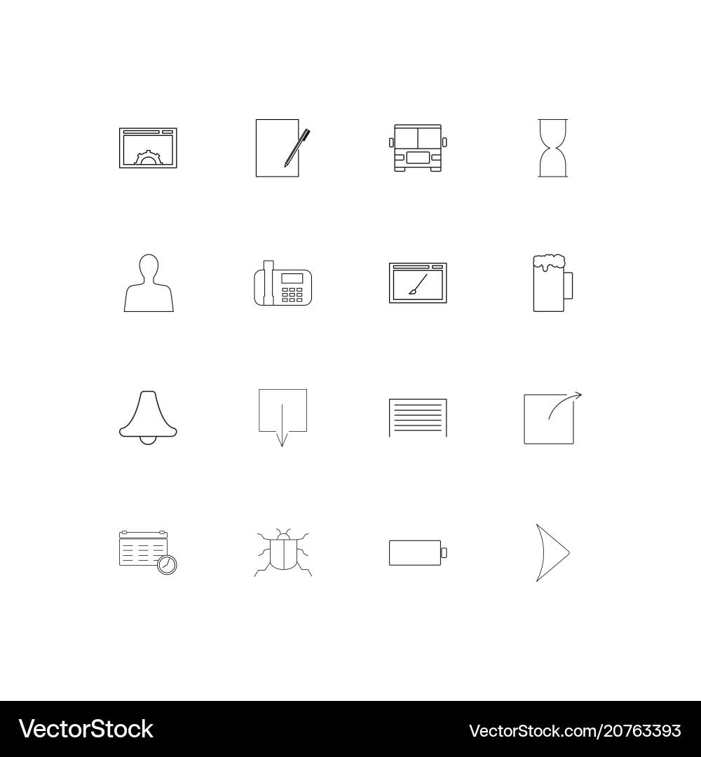 Web applications linear thin icons set outlined vector image