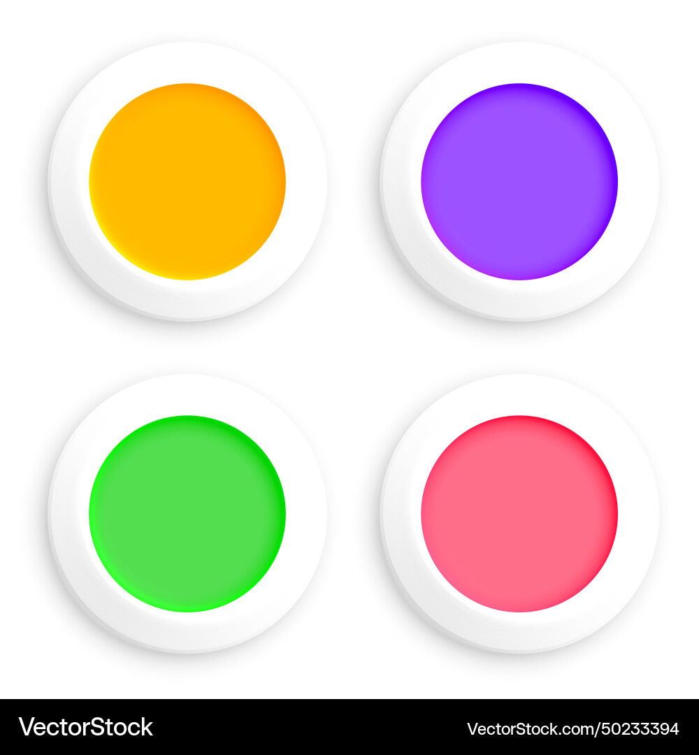 3d style blank web round button in pack vector image