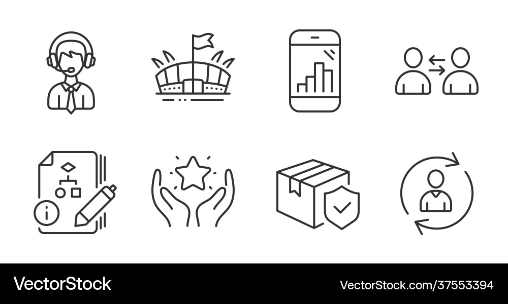 Algorithm shipping support and person info icons Algorithm shipping support and person info icons Vector Image