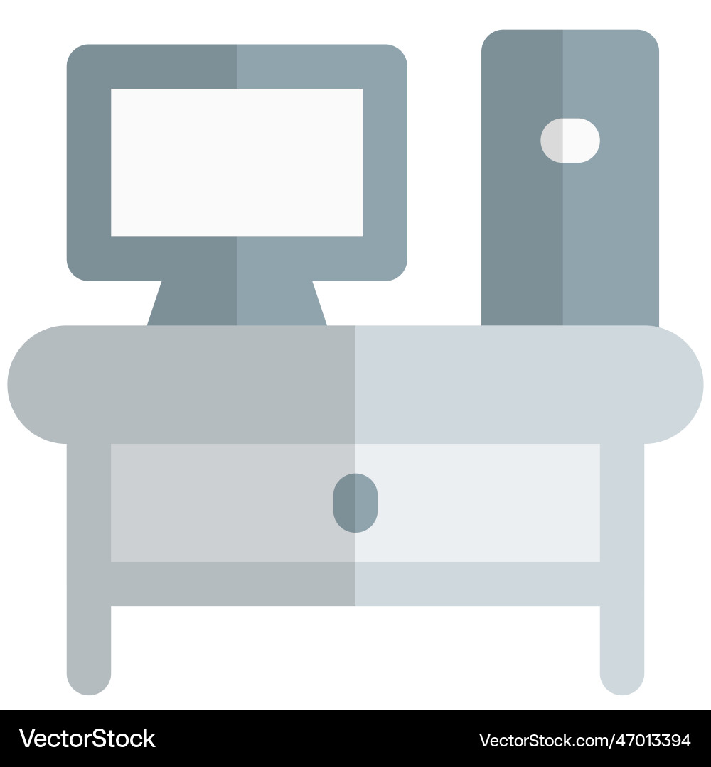 Computer table setup for workplace Vector Image