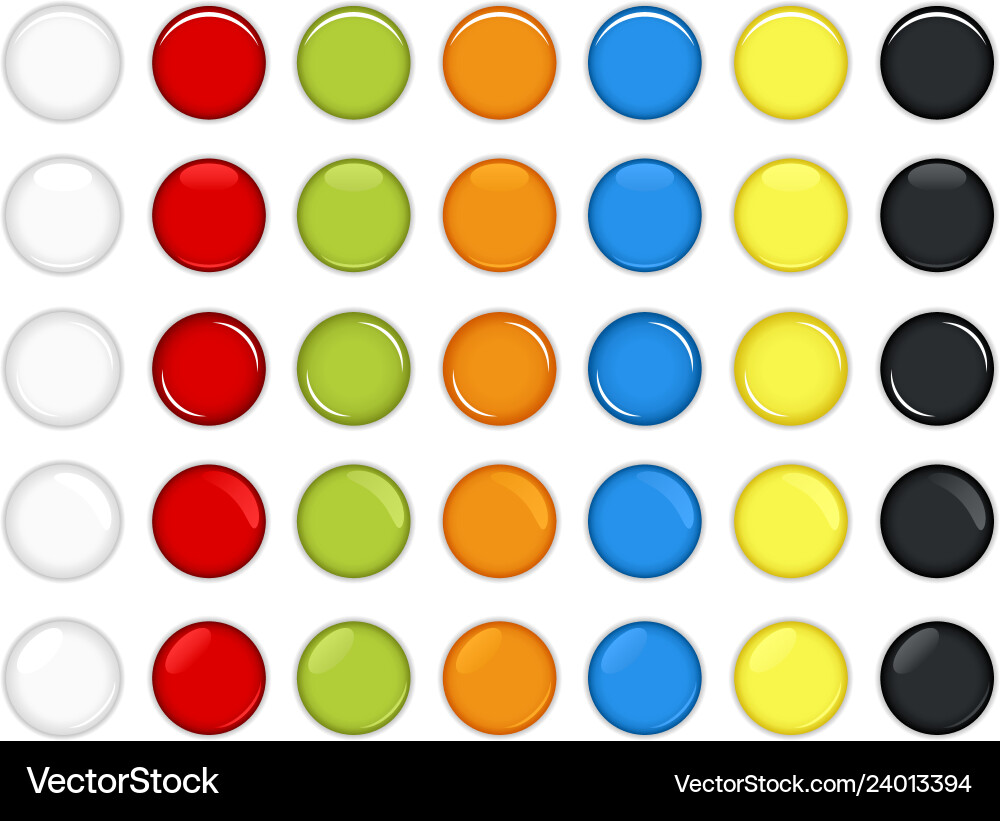 Glossy Button Set - Shiny Circle Buttons vector image