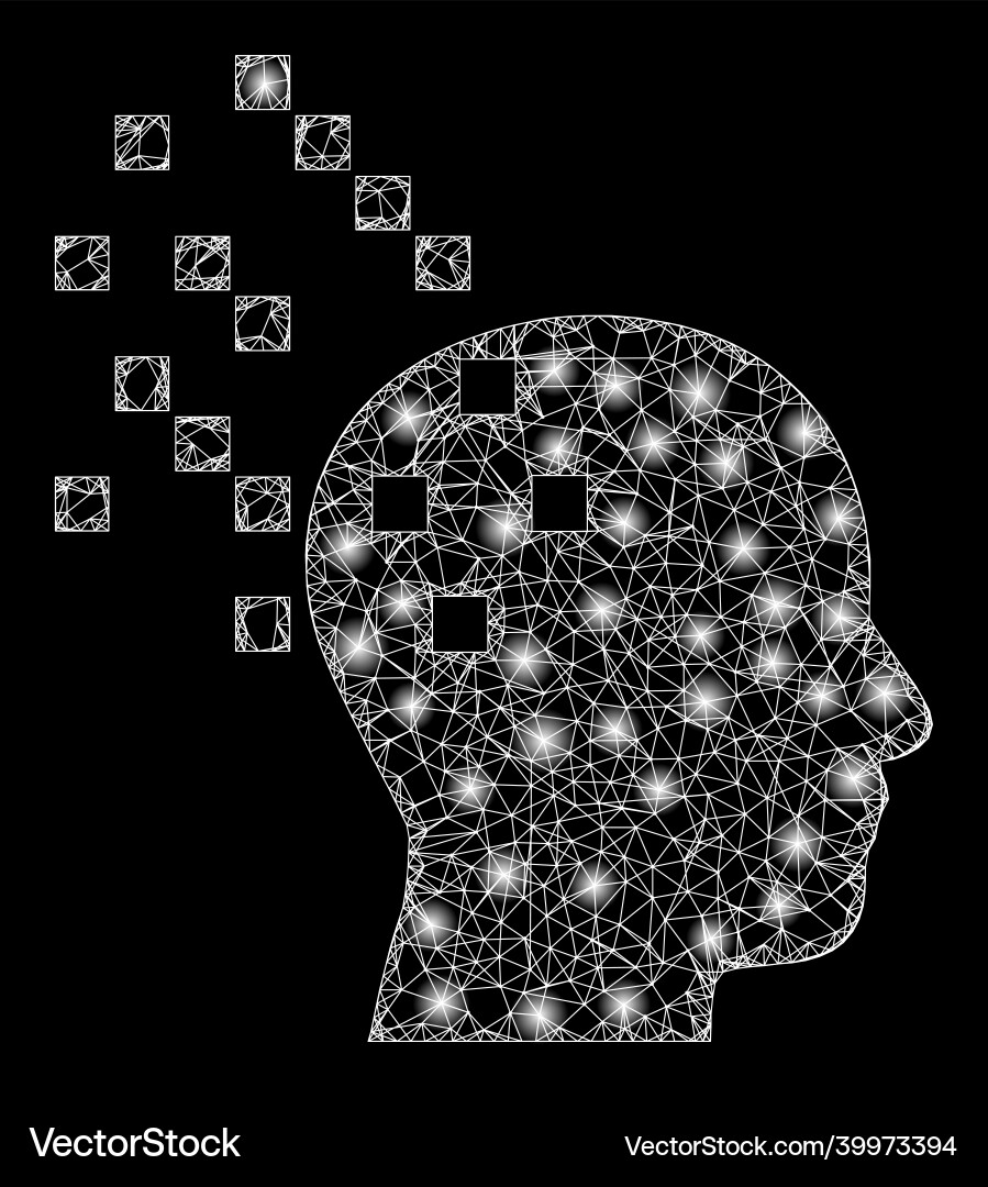 Glowing net mesh digital brain compilation Glowing net mesh digital brain compilation vector image