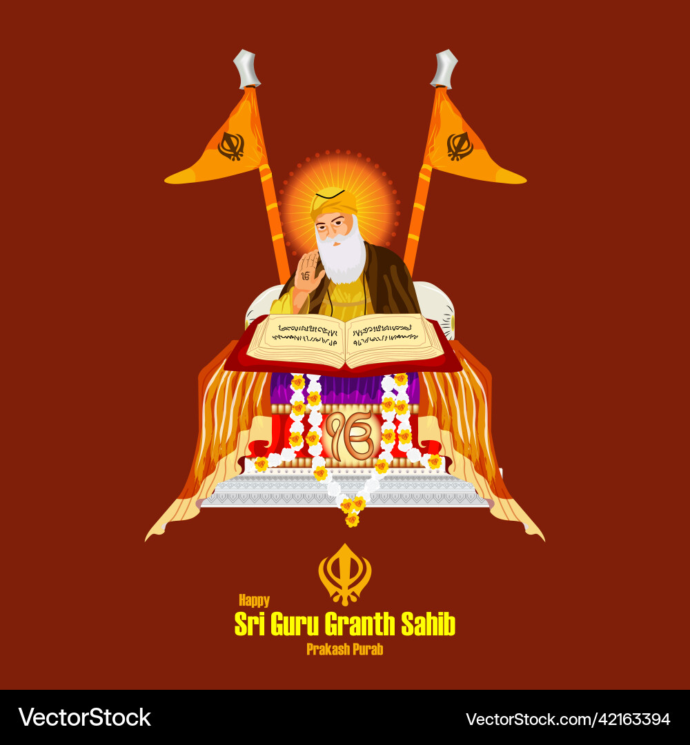 Guru purab and prakash of nanak dev ji vector image