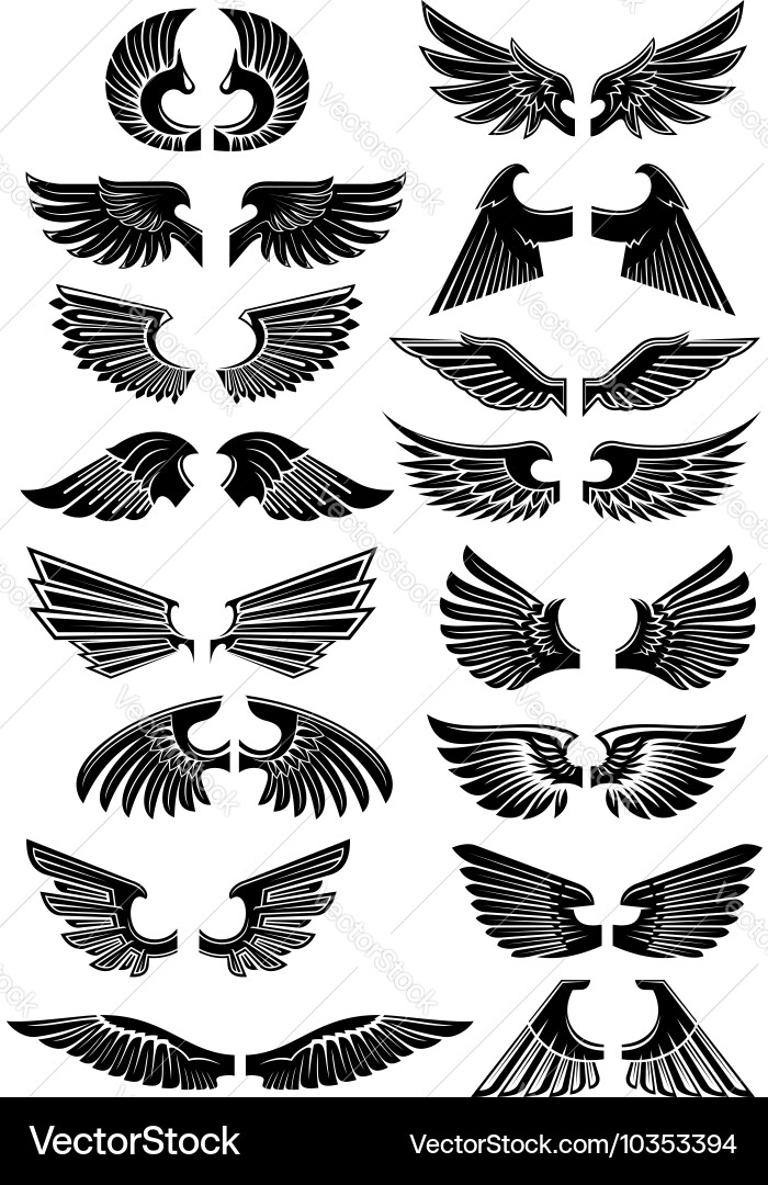 Heraldic Wing Icons - Gothic & Tribal Vector Image