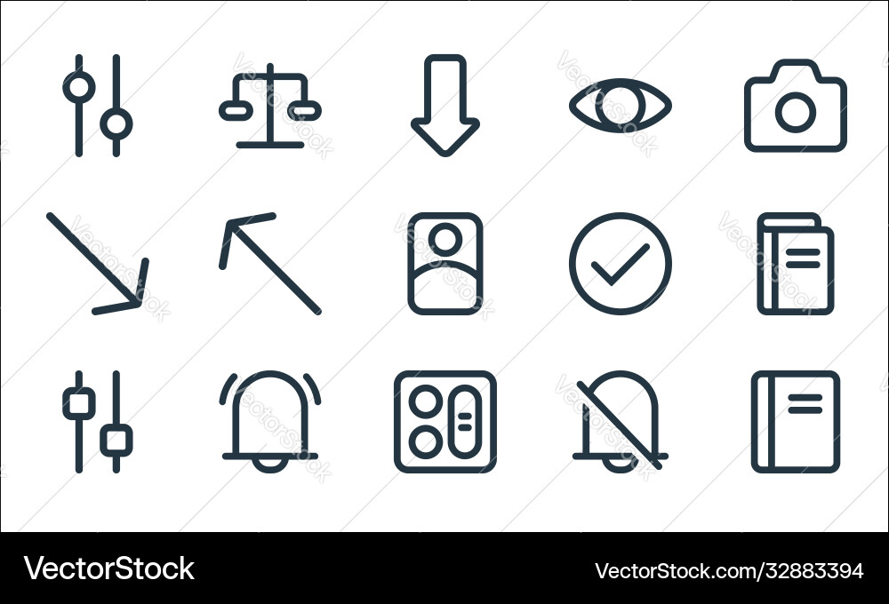 Interface line icons linear set quality Interface line icons linear set quality vector image