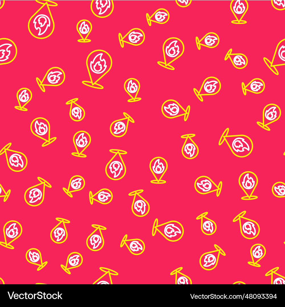 Line map pointer with fire flame icon isolated Vector Image