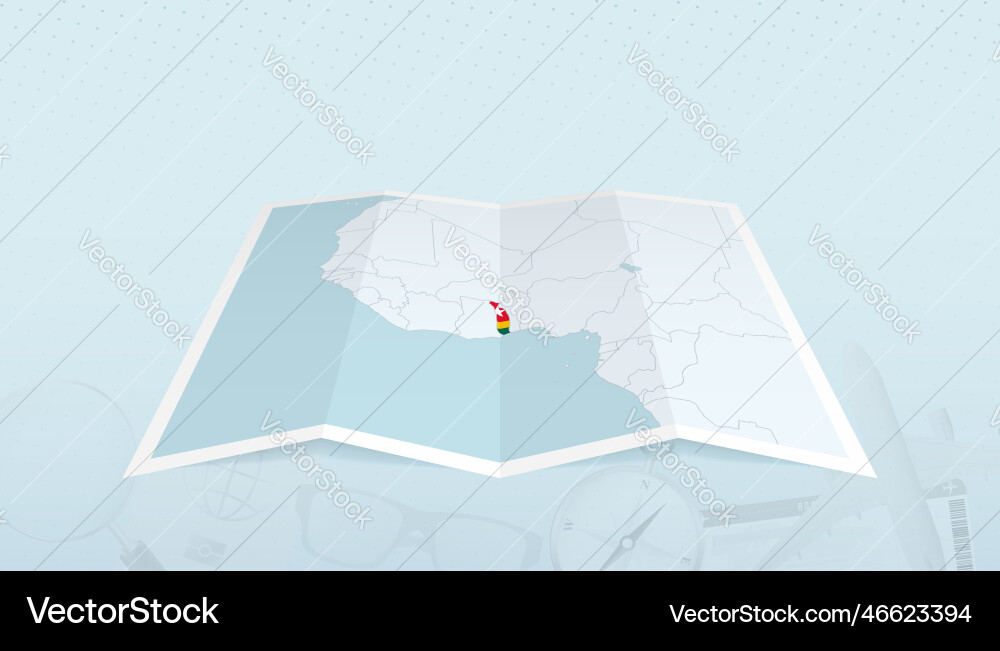 Map of togo with the flag in contour Map of togo with the flag in contour vector image
