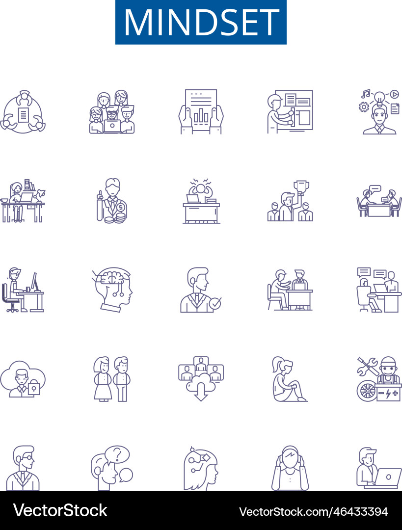 Mindset line icons signs set design collection Mindset line icons signs set design collection vector image