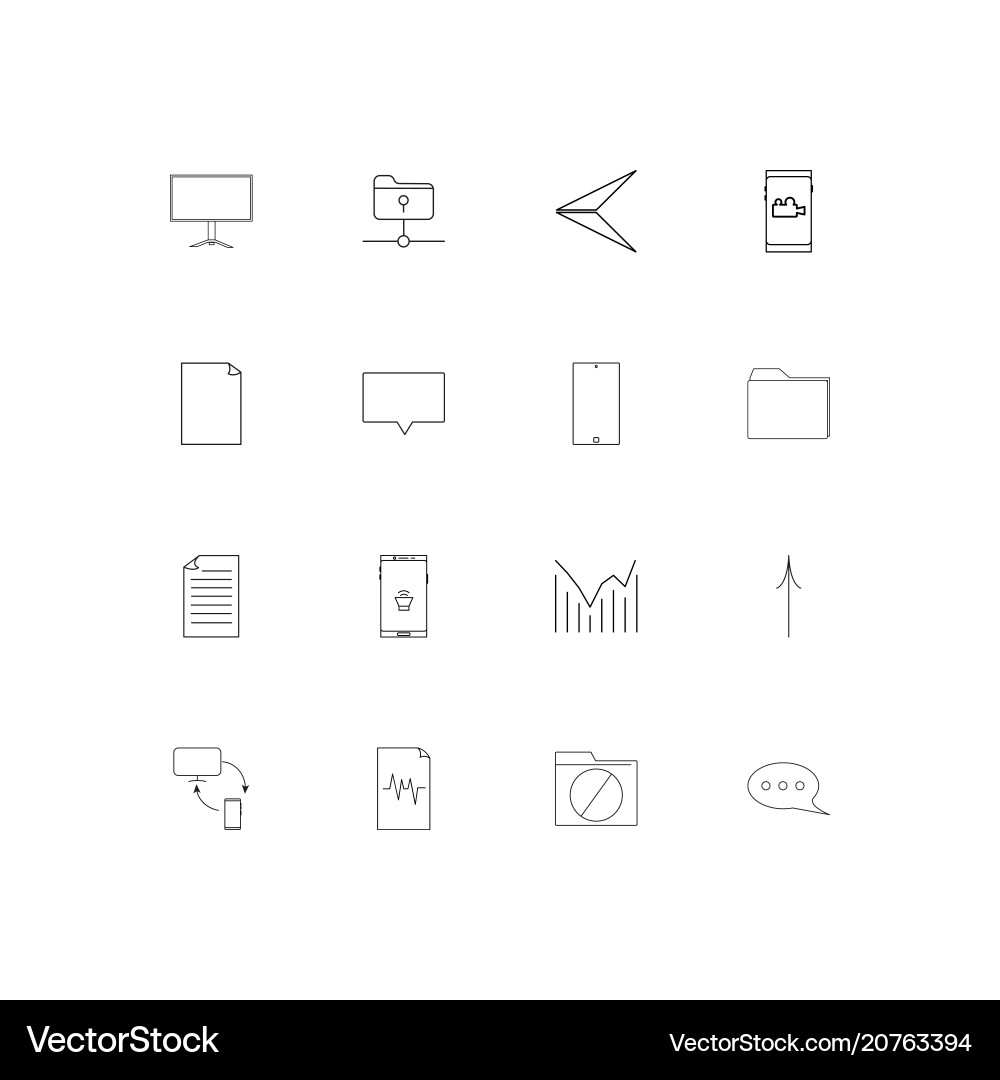 Network and database linear thin icons set vector image