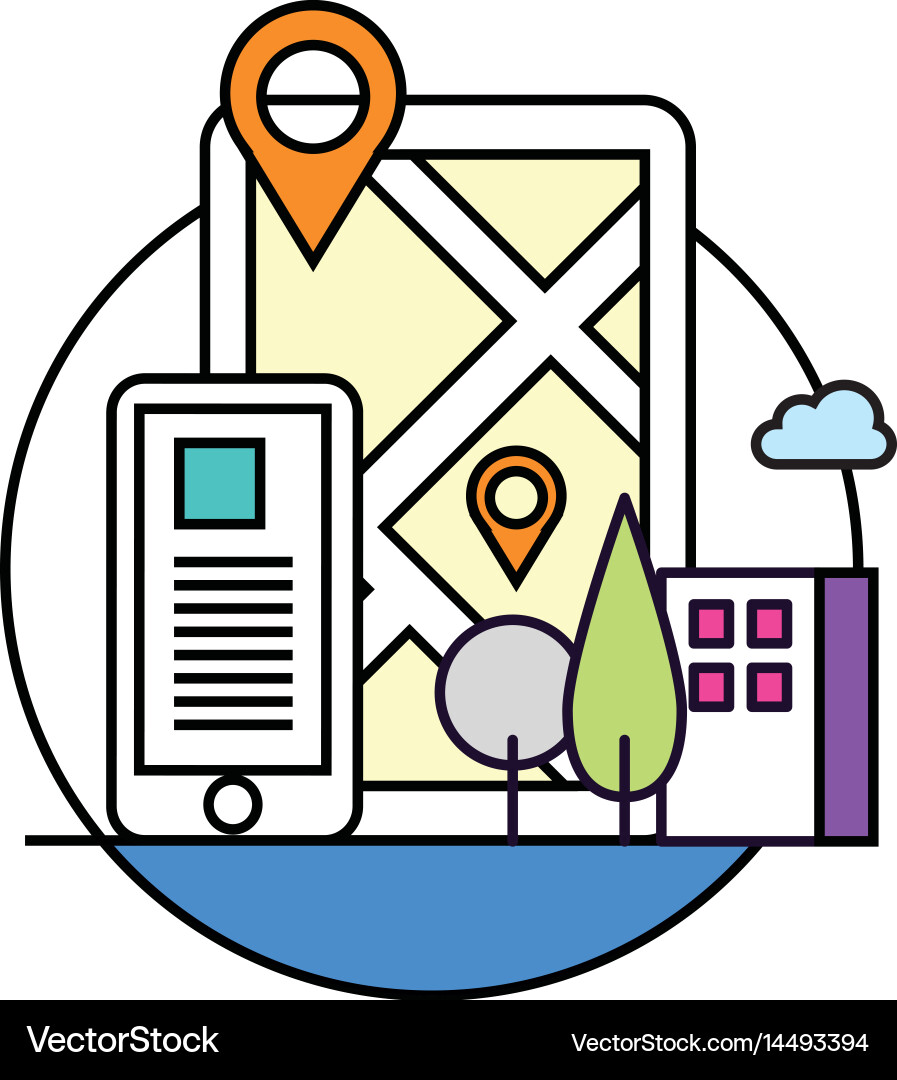 Phone location based map icon Vector Image