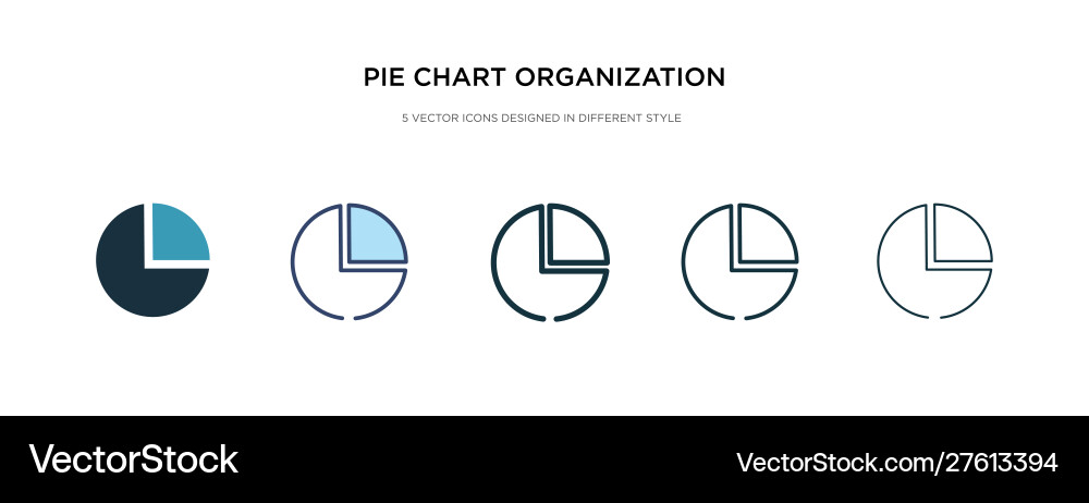 Pie chart organization icon in different style Pie chart organization icon in different style vector image