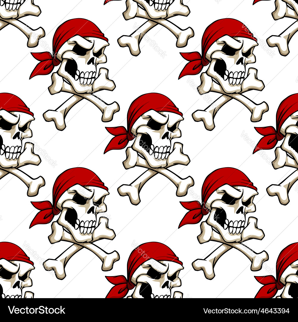 Pirate Skull Seamless Pattern Royalty Free Vector Image