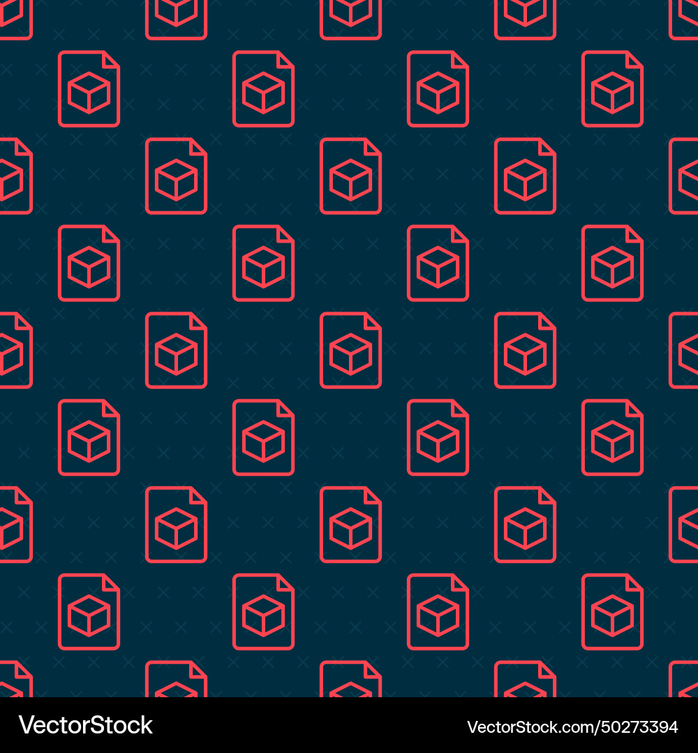 Red line isometric cube file icon isolated Red line isometric cube file icon isolated vector image