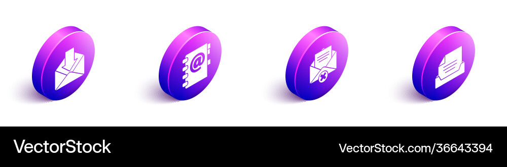 Set isometric envelope address book delete Set isometric envelope address book delete vector image