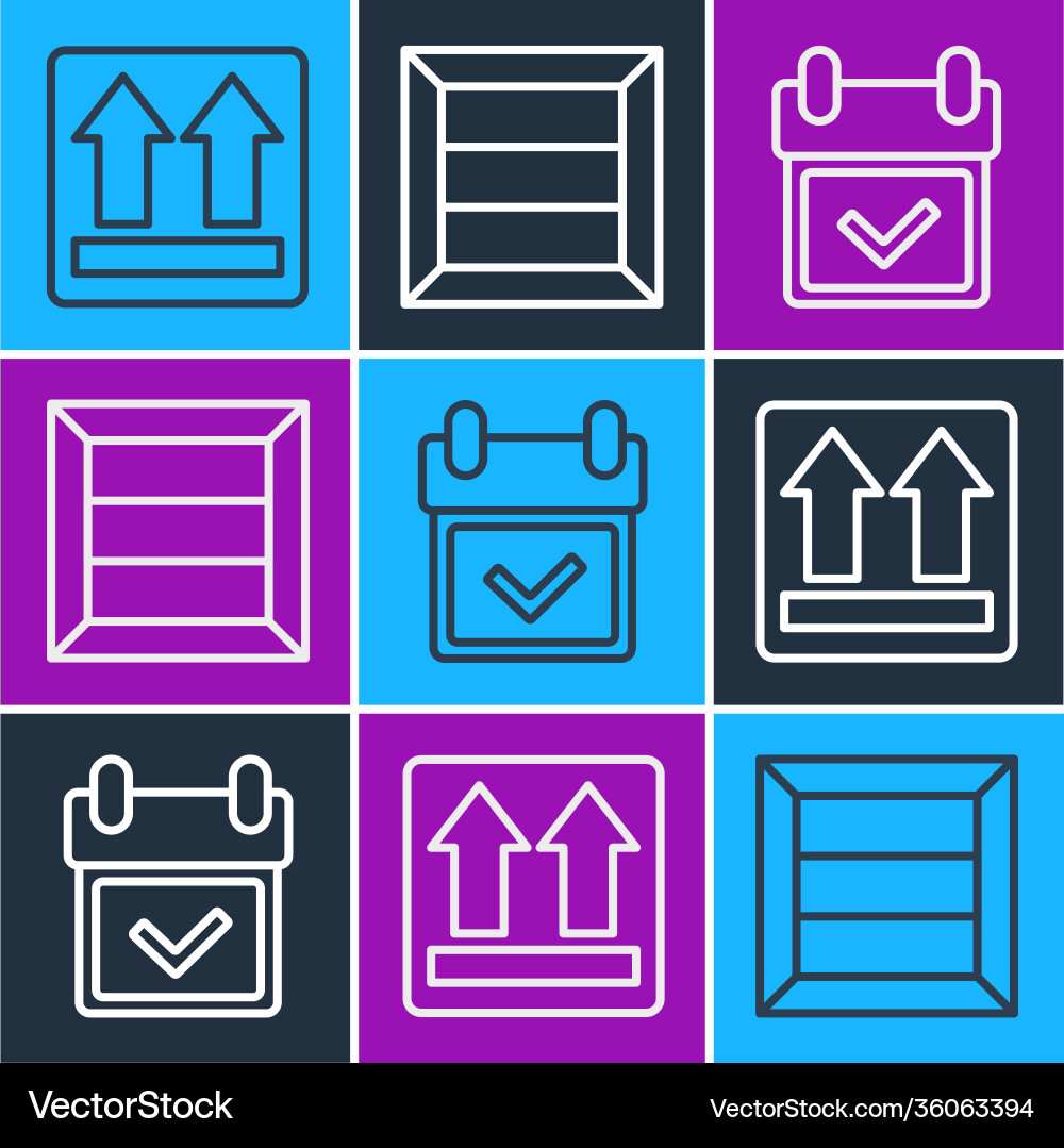 Set line this side up calendar with check mark Set line this side up calendar with check mark vector image