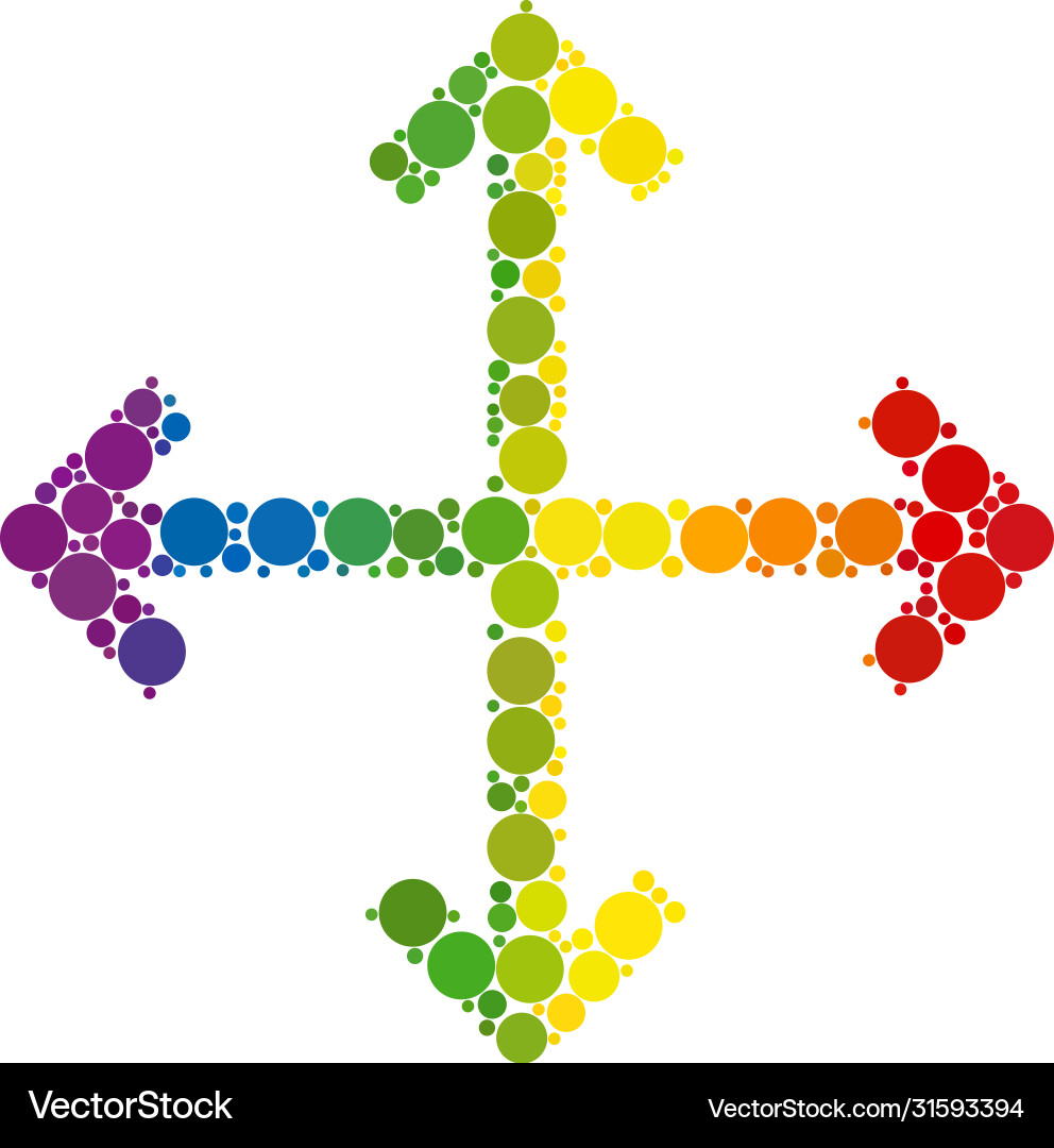 Spectrum enlarge arrows mosaic icon round dots Spectrum enlarge arrows mosaic icon round dots Vector Image