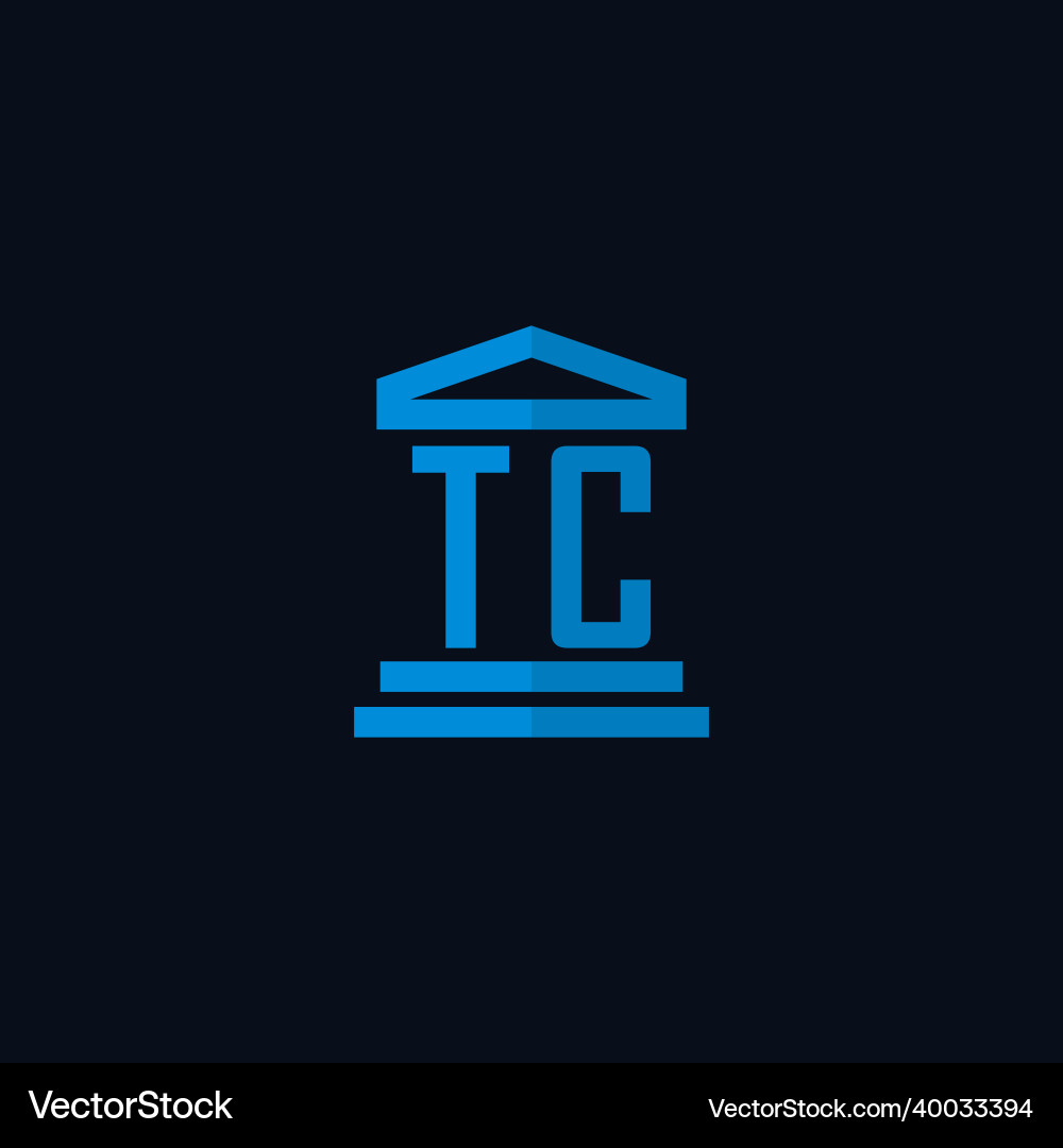 Tc initial logo monogram with simple courthouse Tc initial logo monogram with simple courthouse Vector Image