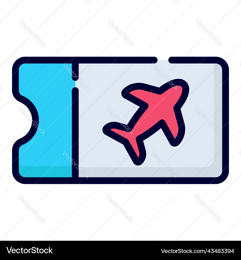 Ticket icon colored outline style for web Vector Image