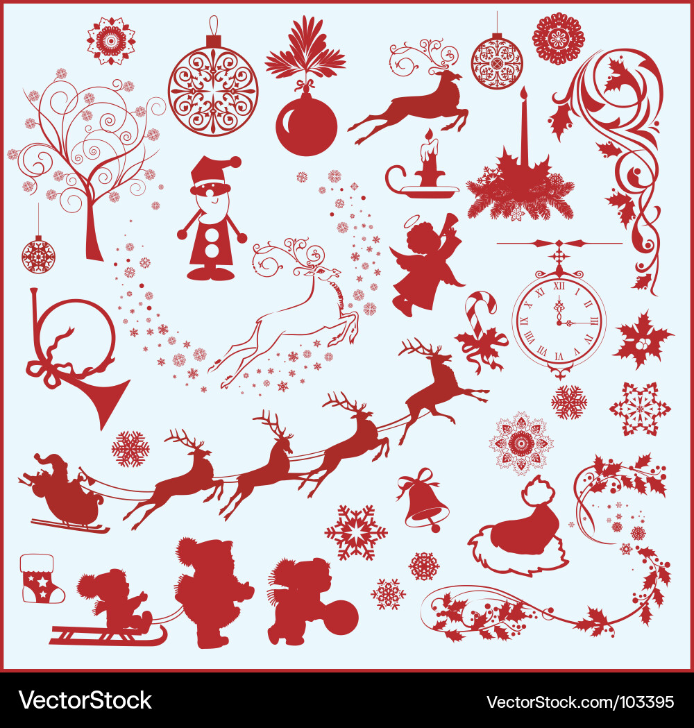 Christmas Festive Decorations Vector Image