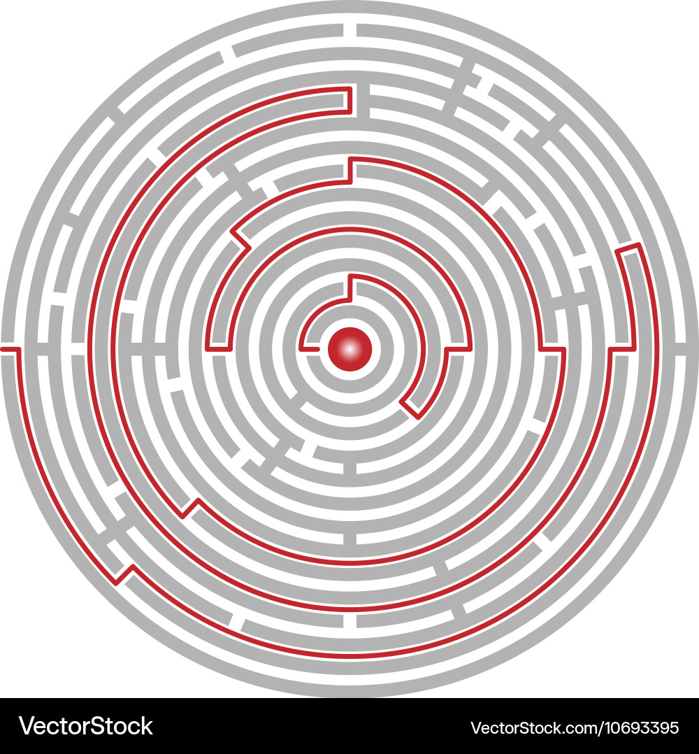 Circular labyrinth abstract logic puzzle path Vector Image