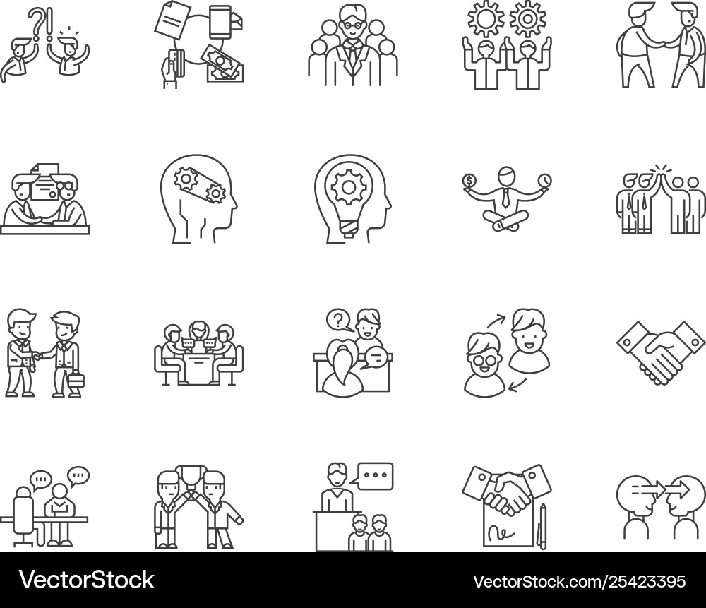 Commitment line icons signs set outline Commitment line icons signs set outline vector image