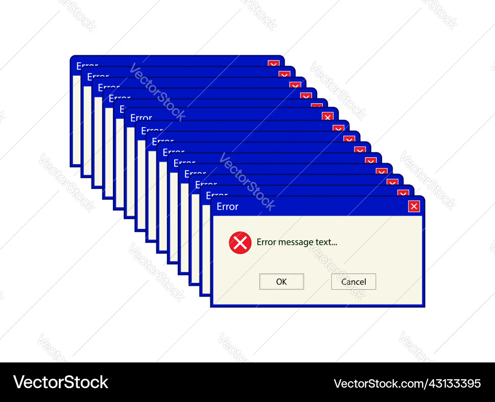 Computer error window with system vector image