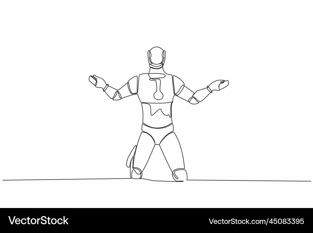Continuous one line drawing robot despair suffer Continuous one line drawing robot despair suffer vector image